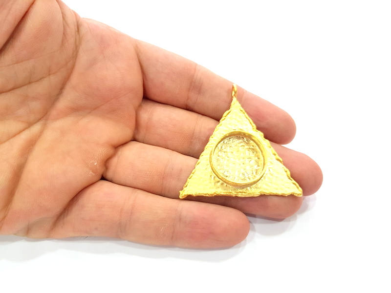 Gold Pendant Blank Necklace Blank Resin Blank Mosaic Blank İnlay Blank Mountings Bezel Base Gold Plated Brass  (41mm blank ) G8970