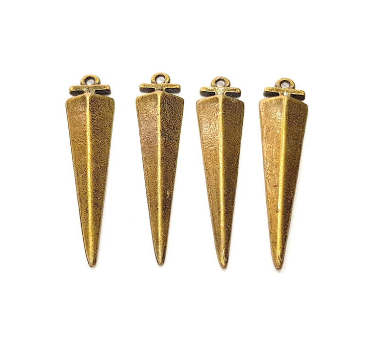 4 Antique Bronze Charm Antique Bronze Plated Charm (40x10mm) G8973