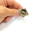 Antique Bronze Ring Blank inlay Ring Blank Mosaic Bezel Base Settings Cabochon Mountings (18x13mm Blank ) Antique Bronze Plated Brass G8976
