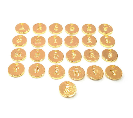 Alphabet Letter Charms Gold Alphabet Charms 10mm , Gold Plated Charms G9575