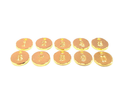 Number Charms Gold Number Charms 10mm , Gold Plated Charms G9577