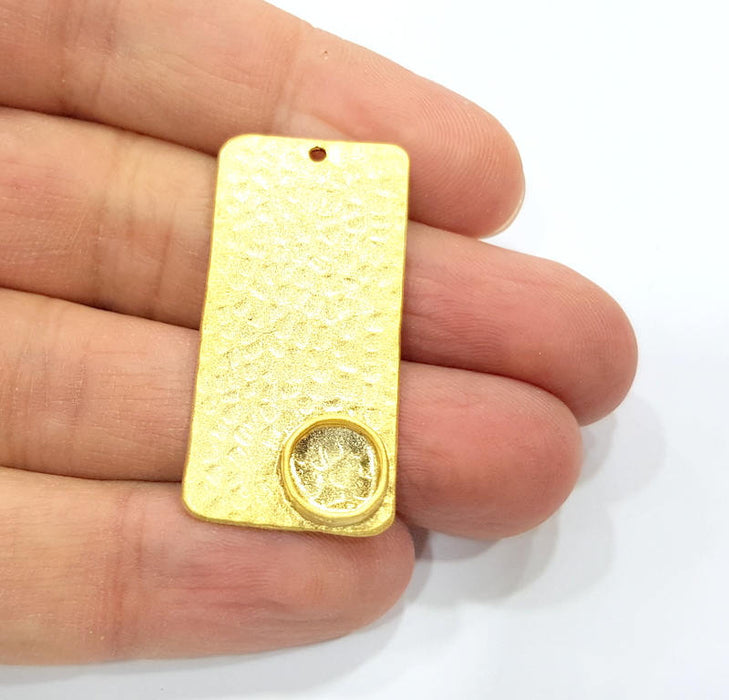 Gold Pendant Blank Mosaic Base inlay Blank Necklace Blank Resin Blank Mountings Gold Plated Brass ( 10mm blank ) G9579