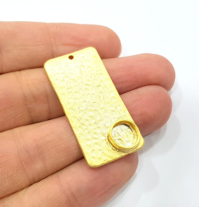 Gold Pendant Blank Mosaic Base inlay Blank Necklace Blank Resin Blank Mountings Gold Plated Brass ( 10mm blank ) G9579