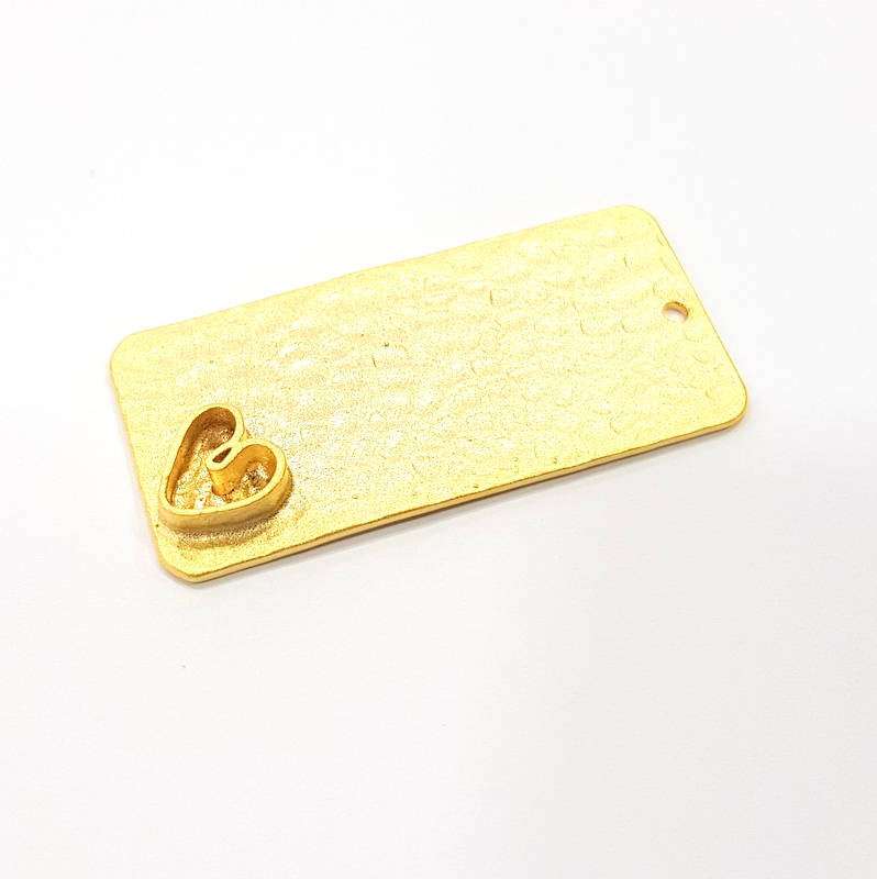 Heart Pendant Gold Pendant Blank Mosaic Base inlay Blank Necklace Blank Resin Blank Mountings Gold Plated Brass ( 10x6mm blank ) G9580