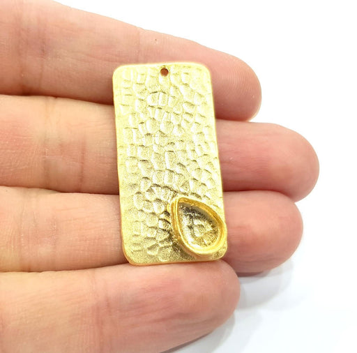 Drop Pendant Gold Pendant Blank Mosaic Base inlay Blank Necklace Blank Resin Blank Mountings Gold Plated Brass ( 10x6mm blank ) G9581