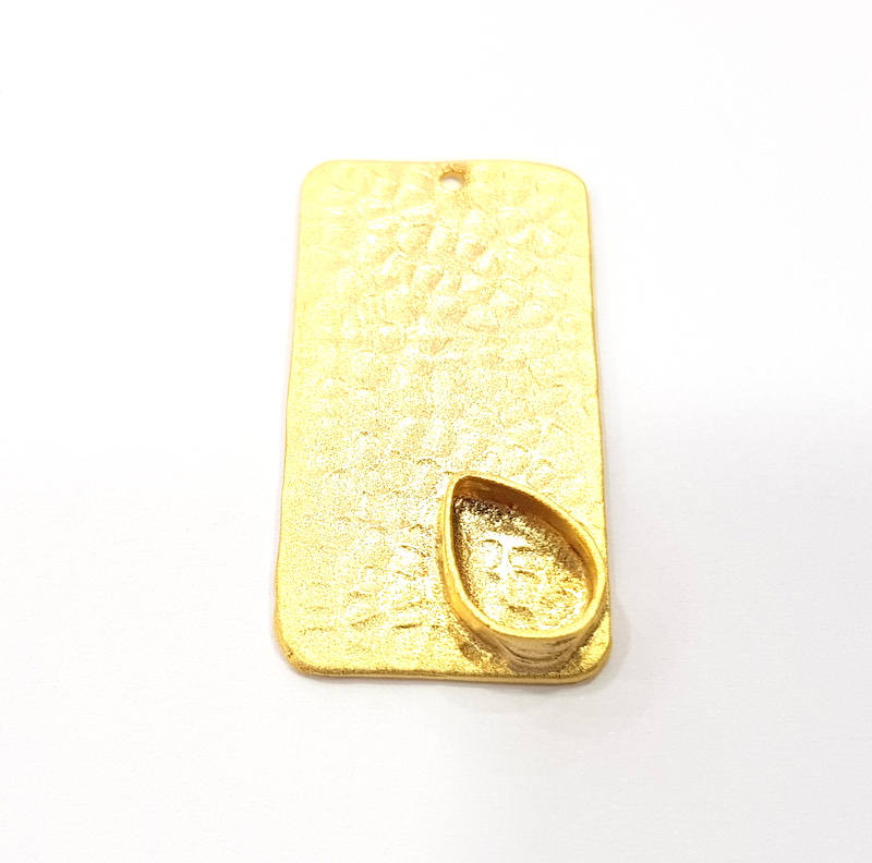 Drop Pendant Gold Pendant Blank Mosaic Base inlay Blank Necklace Blank Resin Blank Mountings Gold Plated Brass ( 10x6mm blank ) G9581