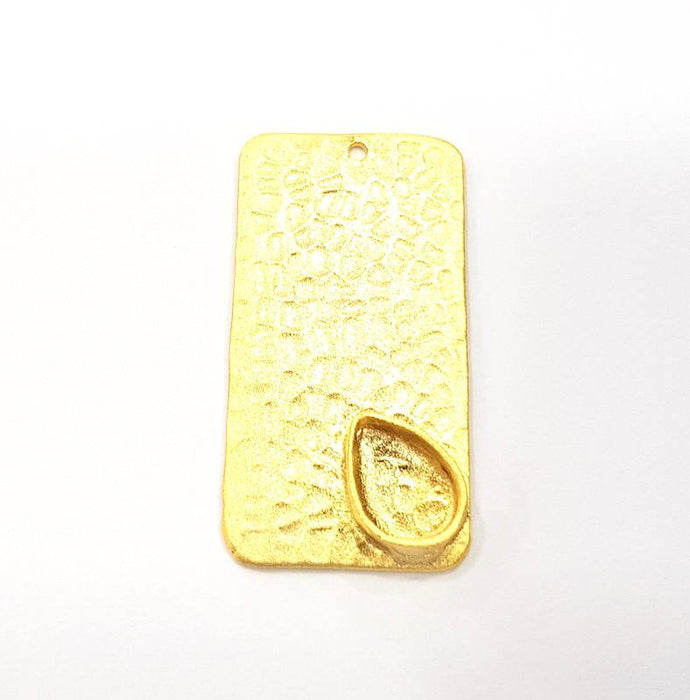 Drop Pendant Gold Pendant Blank Mosaic Base inlay Blank Necklace Blank Resin Blank Mountings Gold Plated Brass ( 10x6mm blank ) G9581