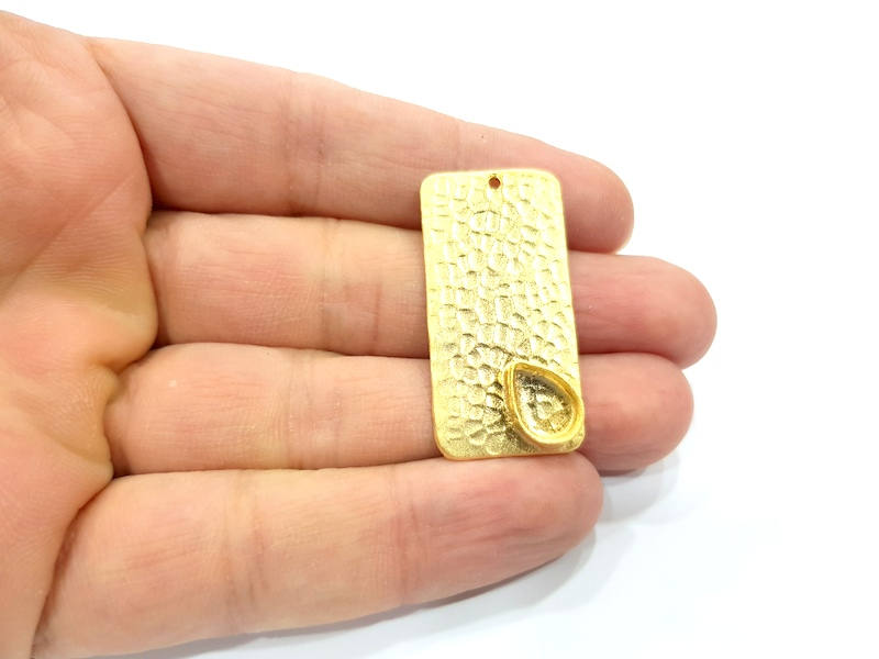 Drop Pendant Gold Pendant Blank Mosaic Base inlay Blank Necklace Blank Resin Blank Mountings Gold Plated Brass ( 10x6mm blank ) G9581