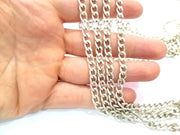 Silver Chain Silver Flat Chain Antique Silver Plated Chain  1 Meter - 3.3 Feet (8x5 mm) G9585