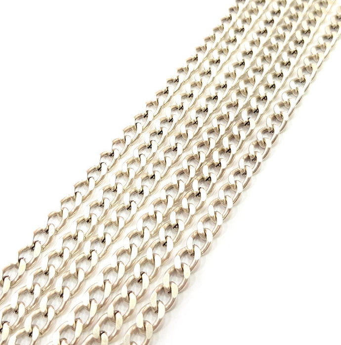 Silver Chain Silver Flat Chain Antique Silver Plated Chain  1 Meter - 3.3 Feet (8x5 mm) G9585