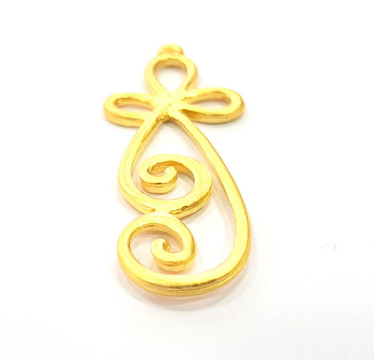 2 Curved Wire Motif Charms Matte Gold Charms  (58x18mm)  G9821