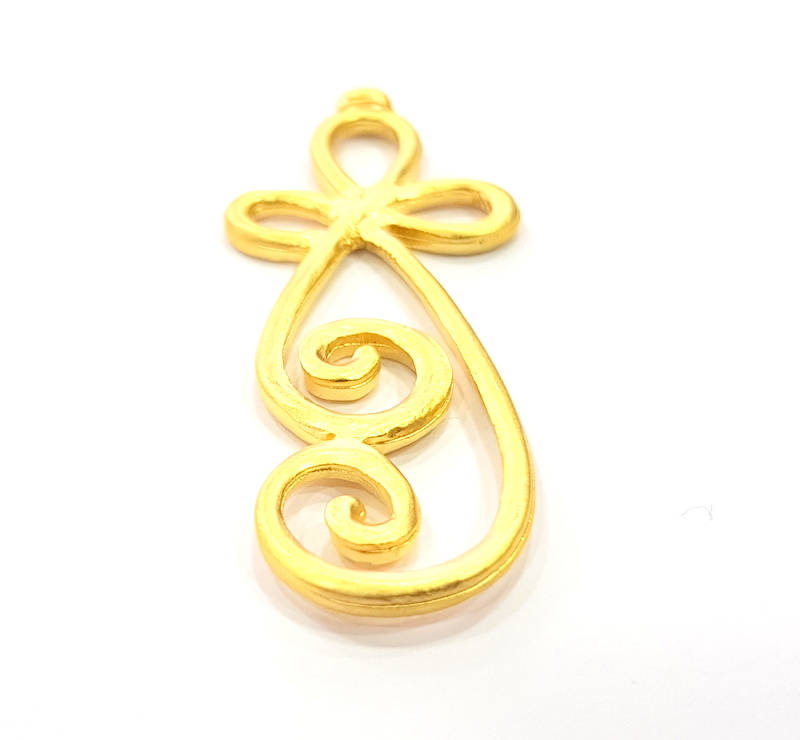 2 Curved Wire Motif Charms Matte Gold Charms  (58x18mm)  G9821