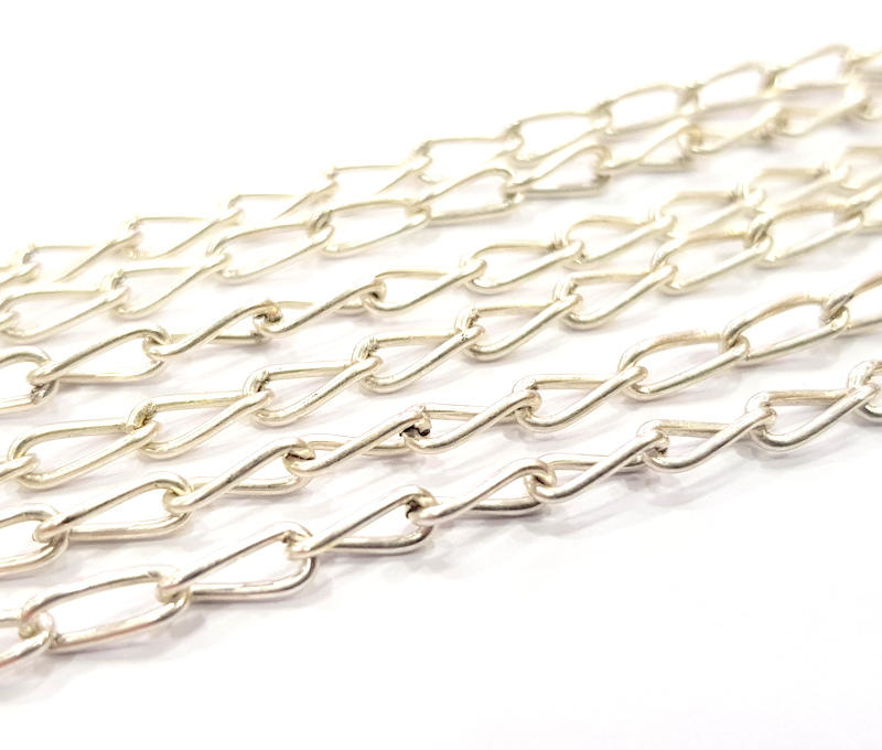 Silver Chain Antique Silver Plated Chain  1 Meter - 3.3 Feet (7x3mm) G9622