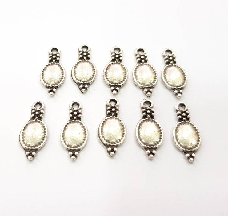 20 Silver Charms Antique Silver Plated Charms (17x7mm) G9626