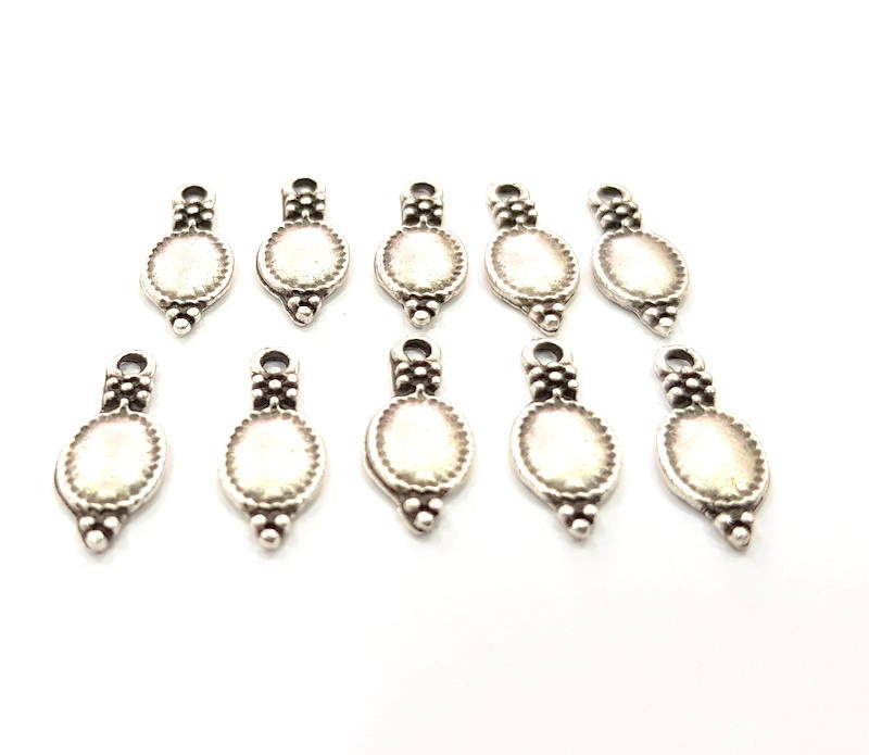 50 Silver Charms Antique Silver Plated Charms (17x7mm) G9626