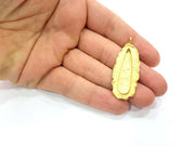 Gold Pendant Blank Base Setting Necklace Blank Resin Blank inlay blank Mosaic Blank Mountings Gold Plated Brass ( 48x19mm blank ) G8980