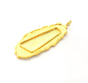 Gold Pendant Blank Base Setting Necklace Blank Resin Blank inlay blank Mosaic Blank Mountings Gold Plated Brass ( 48x19mm blank ) G8981