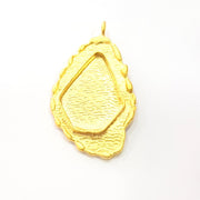Gold Pendant Blank Base Setting Necklace Blank Resin Blank inlay blank Mosaic Blank Mountings Gold Plated Brass ( 47x28mm blank ) G8982