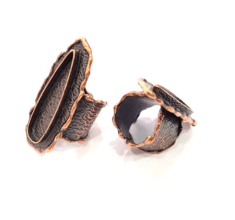 Copper Ring Blank inlay Ring Blank Mosaic Ring Bezel Base Settings Cabochon Mountings (33x10mm blank ) Antique Copper Plated Brass G8984