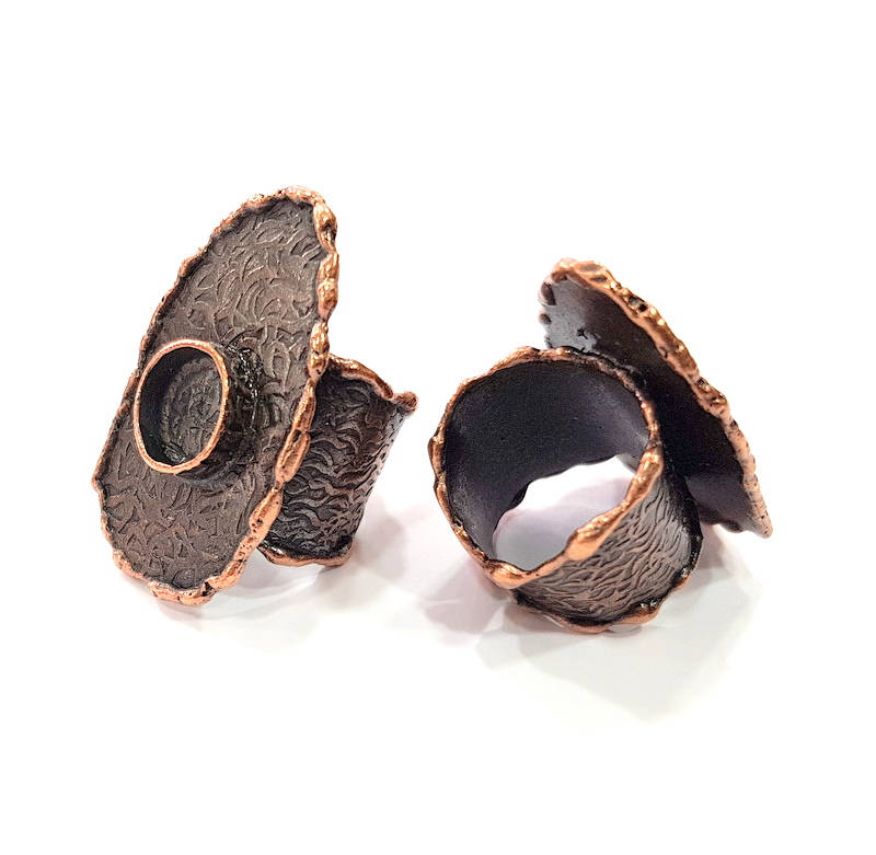 Copper Ring Blank inlay Ring Blank Mosaic Ring Bezel Base Settings Cabochon Mountings (10mm blank ) Antique Copper Plated Brass G8988