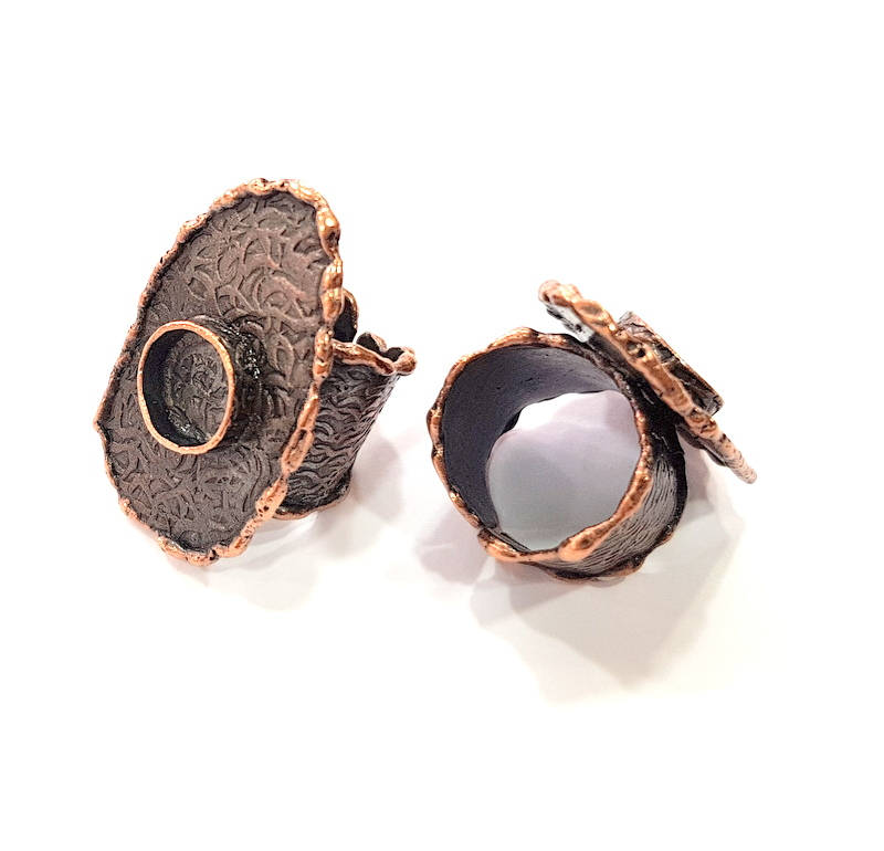Copper Ring Blank inlay Ring Blank Mosaic Ring Bezel Base Settings Cabochon Mountings (10mm blank ) Antique Copper Plated Brass G8988