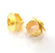 Gold Ring Settings Blanks inlay Ring Mosaic Ring Bezel Base Cabochon Mountings Adjustable (10mm blank ) Gold Plated Brass G8990