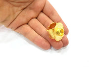 Gold Ring Settings Blanks inlay Ring Mosaic Ring Bezel Base Cabochon Mountings Adjustable (10mm blank ) Gold Plated Brass G8990