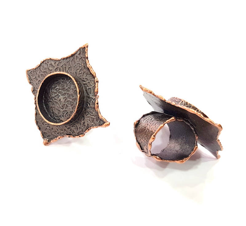 Copper Ring Blank inlay Ring Blank Mosaic Ring Bezel Base Settings Cabochon Mountings (20mm blank ) Antique Copper Plated Brass G8991