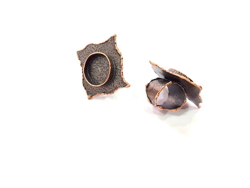 Copper Ring Blank inlay Ring Blank Mosaic Ring Bezel Base Settings Cabochon Mountings (20mm blank ) Antique Copper Plated Brass G8991