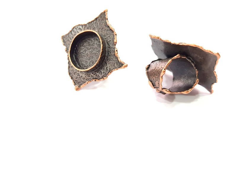 Copper Ring Blank inlay Ring Blank Mosaic Ring Bezel Base Settings Cabochon Mountings (20mm blank ) Antique Copper Plated Brass G8991