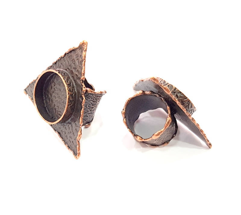 Copper Ring Blank inlay Ring Blank Mosaic Ring Bezel Base Settings Cabochon Mountings (20mm blank ) Antique Copper Plated Brass G8992