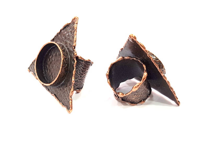 Copper Ring Blank inlay Ring Blank Mosaic Ring Bezel Base Settings Cabochon Mountings (20mm blank ) Antique Copper Plated Brass G8992