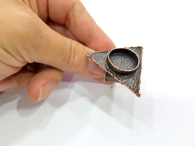 Copper Ring Blank inlay Ring Blank Mosaic Ring Bezel Base Settings Cabochon Mountings (20mm blank ) Antique Copper Plated Brass G8992