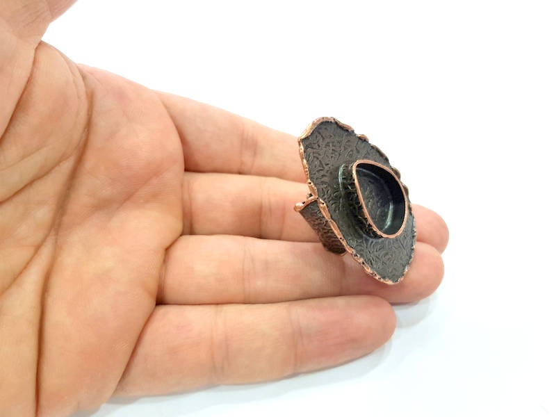 Copper Ring Blank inlay Ring Blank Mosaic Ring Bezel Base Settings Cabochon Mountings (20x15mm blank ) Antique Copper Plated Brass G8993