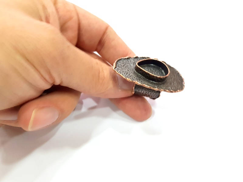 Copper Ring Blank inlay Ring Blank Mosaic Ring Bezel Base Settings Cabochon Mountings (20x15mm blank ) Antique Copper Plated Brass G8993
