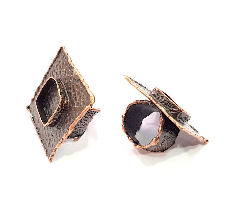 Copper Ring Blank inlay Ring Blank Mosaic Ring Bezel Base Settings Cabochon Mountings (20x20mm blank ) Antique Copper Plated Brass G8994