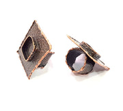 Copper Ring Blank inlay Ring Blank Mosaic Ring Bezel Base Settings Cabochon Mountings (20x20mm blank ) Antique Copper Plated Brass G8994