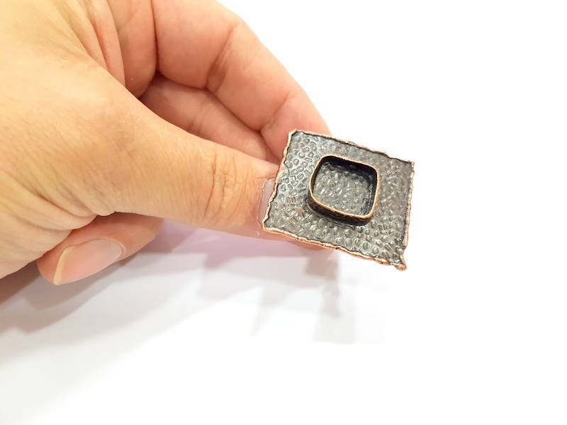 Copper Ring Blank inlay Ring Blank Mosaic Ring Bezel Base Settings Cabochon Mountings (20x20mm blank ) Antique Copper Plated Brass G8994