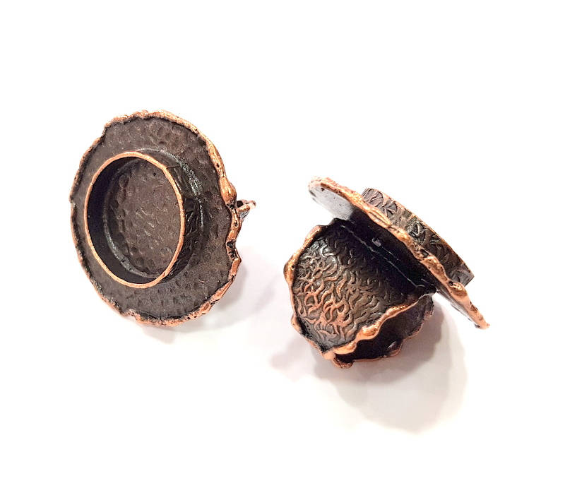 Copper Ring Blank inlay Ring Blank Mosaic Ring Bezel Base Settings Cabochon Mountings (20mm blank ) Antique Copper Plated Brass G8995