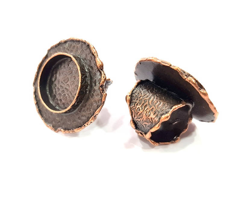 Copper Ring Blank inlay Ring Blank Mosaic Ring Bezel Base Settings Cabochon Mountings (20mm blank ) Antique Copper Plated Brass G8995