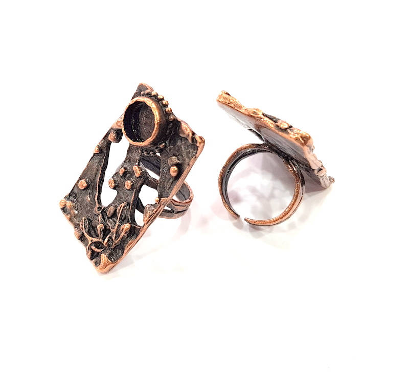 Copper Ring Blank inlay Ring Blank Mosaic Ring Bezel Base Settings Cabochon Mountings (10mm blank ) Antique Copper Plated Brass G9001
