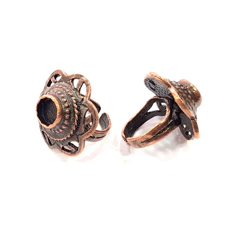 Copper Ring Blank inlay Ring Blank Mosaic Ring Bezel Base Settings Cabochon Mountings (10mm blank ) Antique Copper Plated Brass G9003