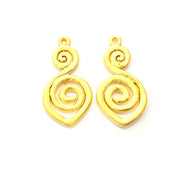 2 Gold Charm Gold Plated Charms (31x15mm)  G9651