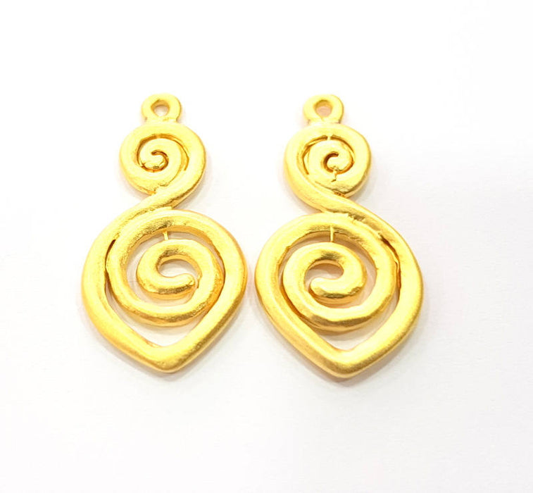 2 Gold Charm Gold Plated Charms (31x15mm)  G9651