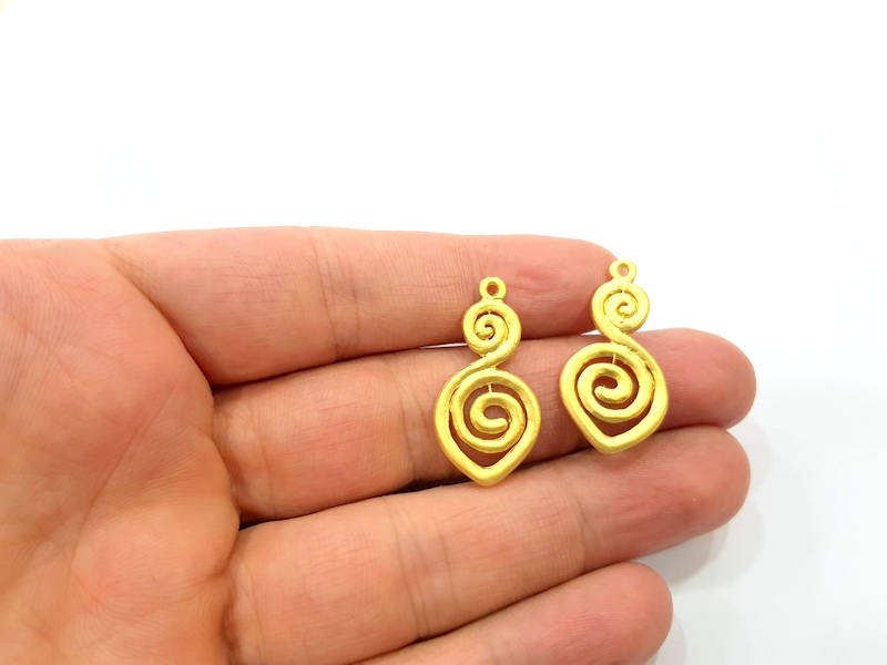 2 Gold Charm Gold Plated Charms (31x15mm)  G9651