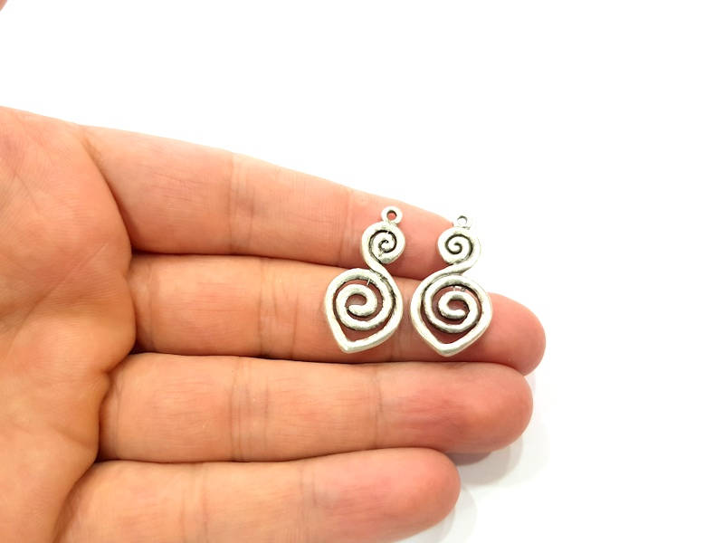 5 Silver Charms Antique Silver Plated Connector (30x15mm) G9658