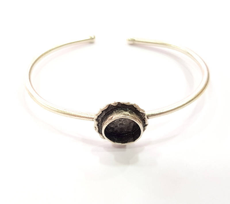 Silver Bracelet Blanks Bangle Blanks Cuff Blanks Adjustable Bracelet Blank Antique Silver Plated Brass ( 10mm Blanks ) G9662
