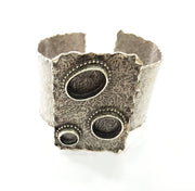 Silver Bracelet Blanks Bangle Blanks Cuff Blanks Adjustable Hammered Bracelet Blank Antique Silver Plated Brass (18x13+14+10mm Blanks) G9674