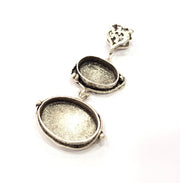 Silver Pendant Blank Resin Blank Mosaic Base Blank inlay Blank Necklace Blank Mountings Antique Silver Plated Brass (66x28mm )  G9705