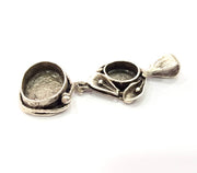 Silver Pendant Blank Resin Blank Mosaic Base Blank inlay Blank Necklace Blank Mountings Antique Silver Plated Brass (56x24mm )  G9710